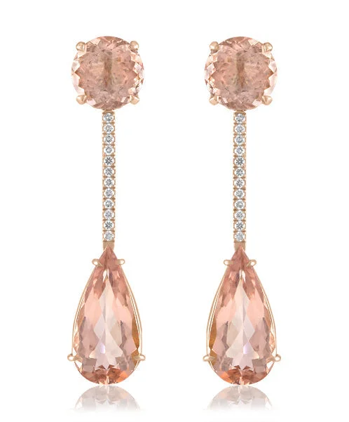 women’s pearl stud earrings-Morganite Drop Earrings with Diamonds 93