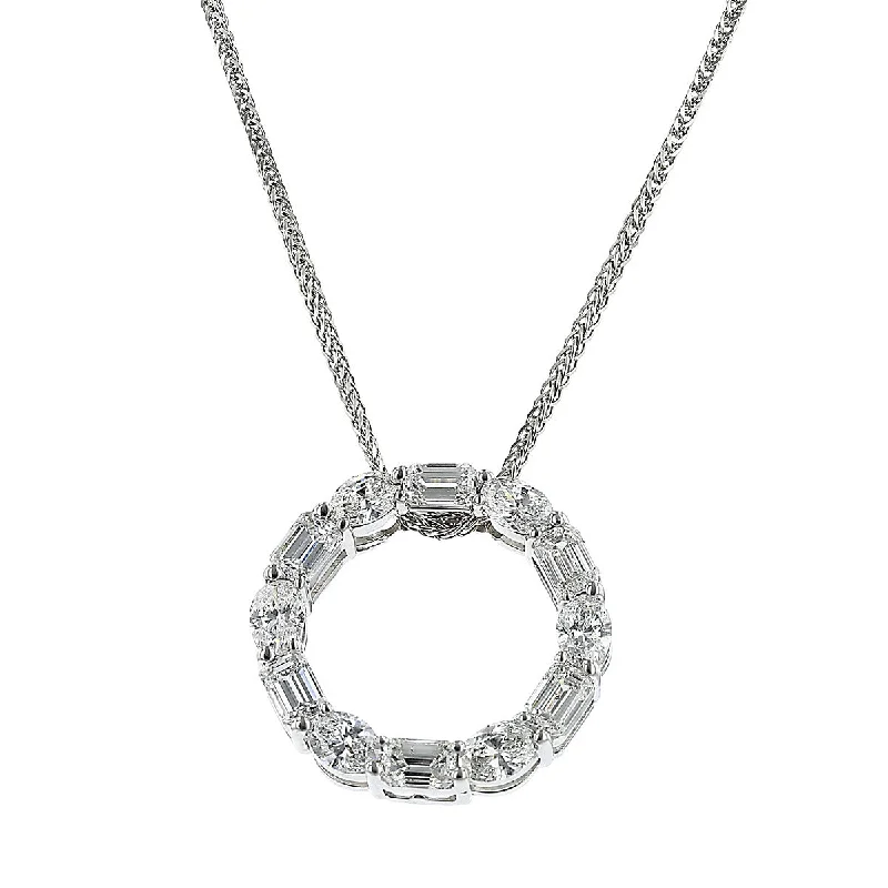 women’s blue sapphire necklace-Platinum Diamond Circle Pendant Necklace