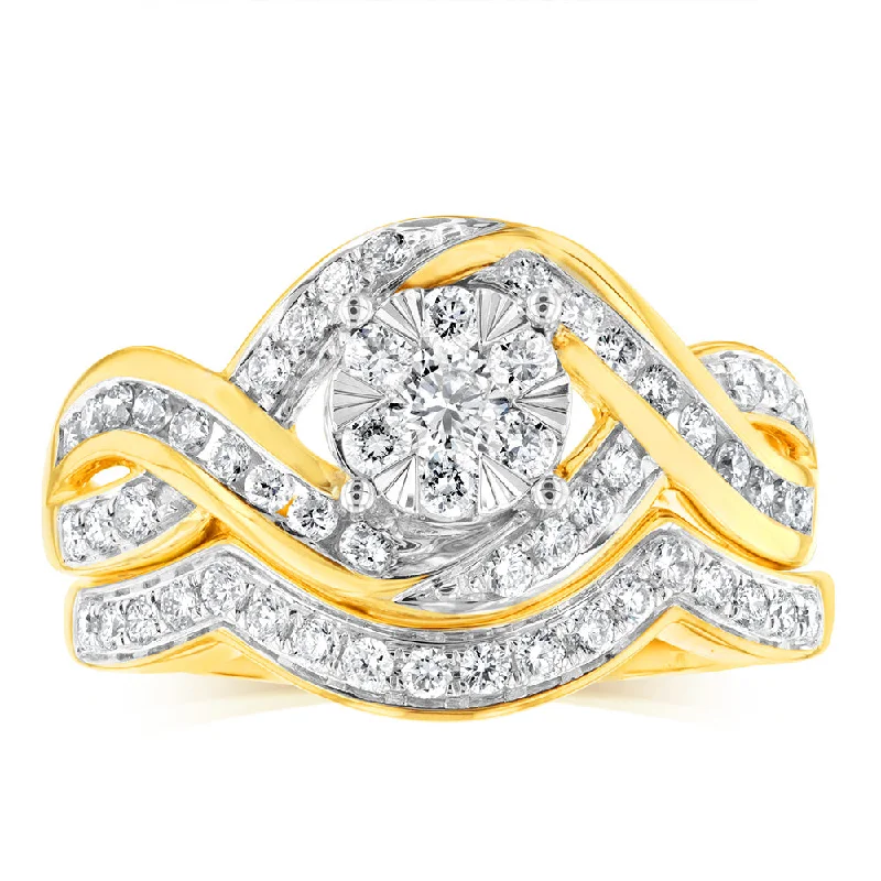 Luminesce Lab Grown 9ct Yellow Gold 0.66 Carat Bridal Diamond Ring