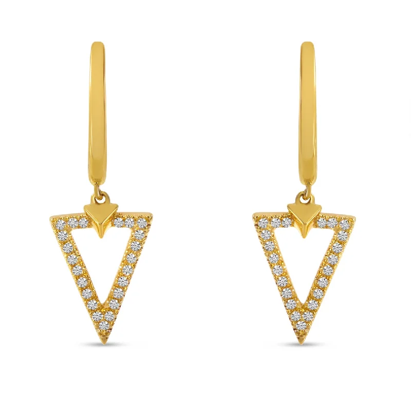 women’s statement earrings-DIAMOND TRIANGLE EARRINGS E10420