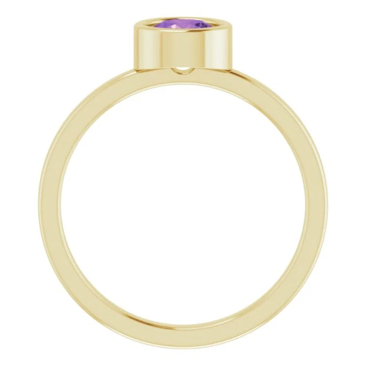 women’s birthday rings-14K Yellow 5.5 mm Natural Amethyst Ring