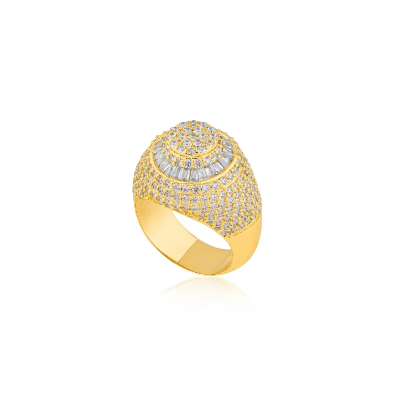 women’s gemstone ring-Baguette Pave Signet Ring