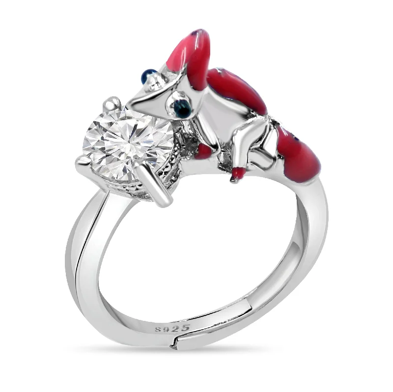 women’s unique engagement rings-Chamaeleon Ring In 925 Silver With AD