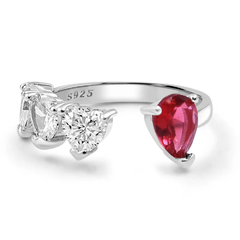 women’s zirconia ring-Zarkan 925 Silver Ruby Solitaire American Diamond Heart Ring