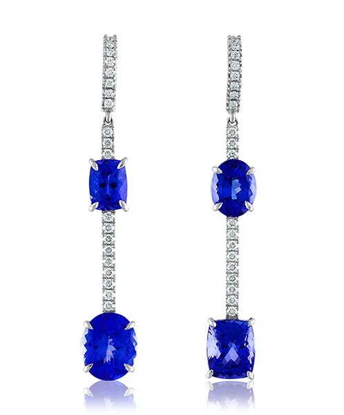 women’s geometric earrings-Tanzanite and Diamond Earrings 5-JSA