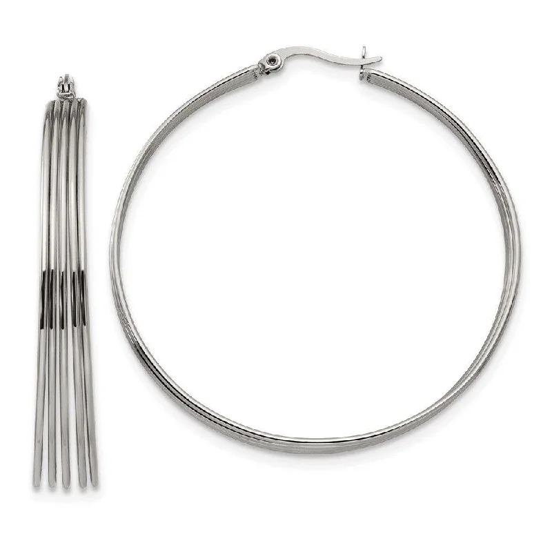 women’s celestial earrings-Stainless Steel Polished Wire Hoop Earrings