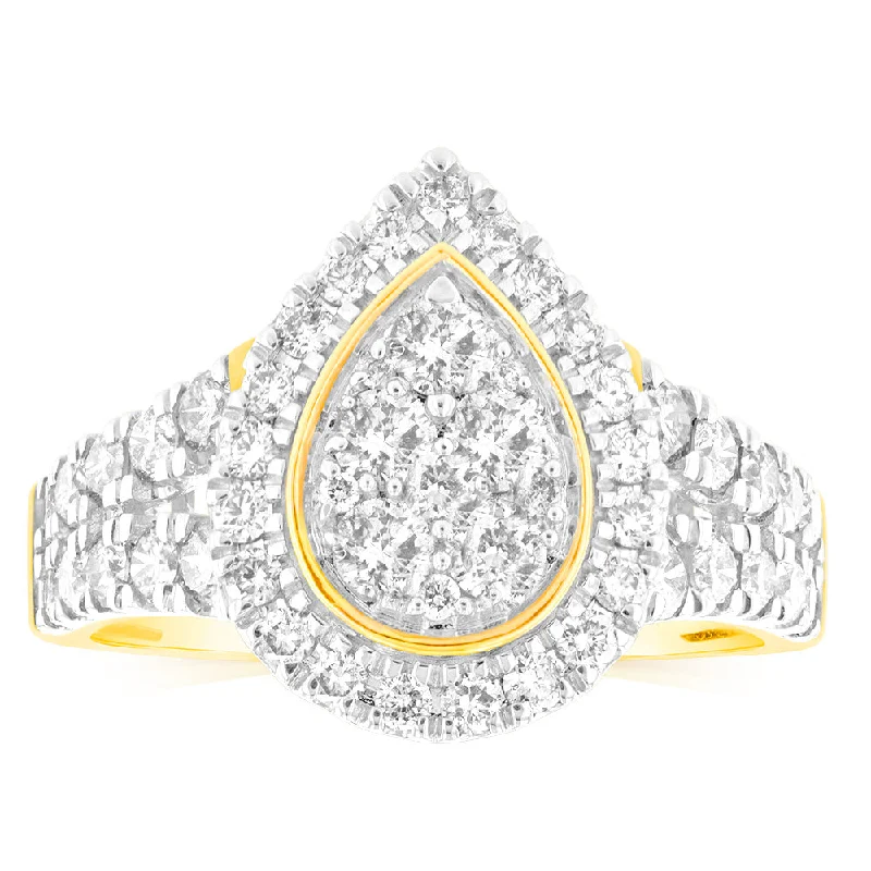 9ct Yellow Gold 2 Carat Diamond Ring with Brilliant Cut Diamonds