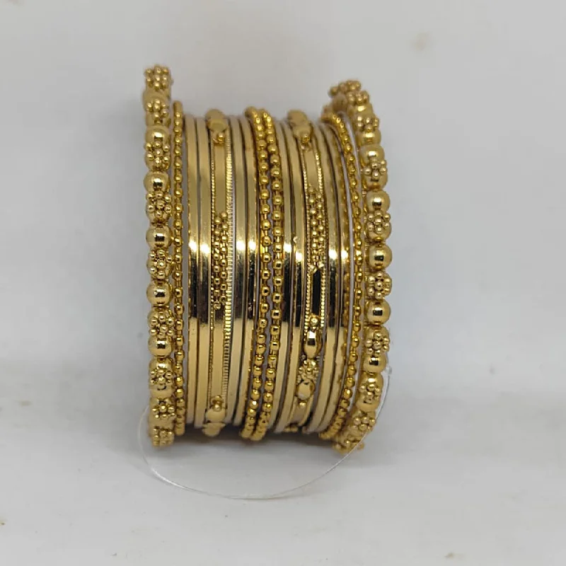 women’s vintage wedding engagement rings-women’s oval bangle-Shree Asha Bangles Gold Plated Bangles Set