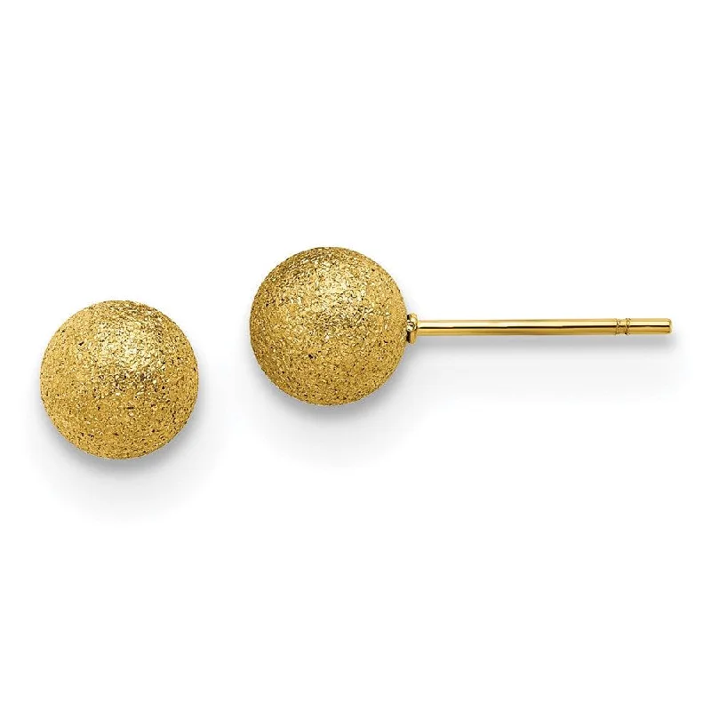 women’s opal earrings-Stainless Steel Polished Laser cut Yellow IP-plated 7mm Ball Post Earrings