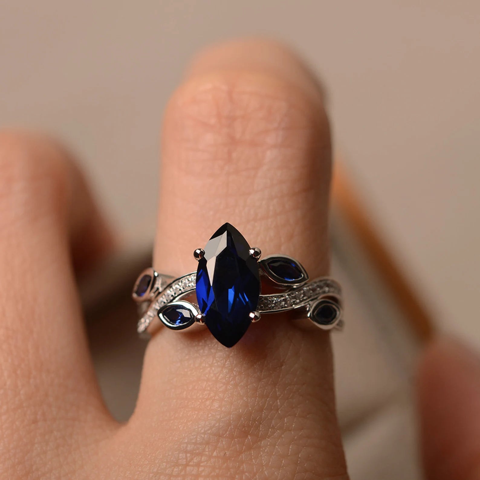 women’s custom wedding ring-Sapphire Obsession Silver Ring