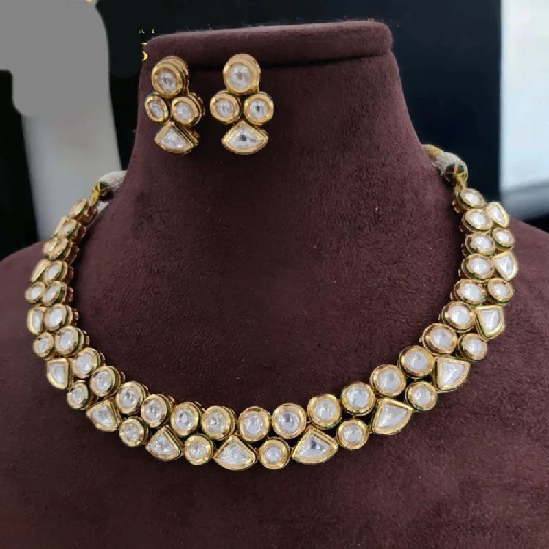 women’s custom birthstone necklace-Jewel Addiction Gold Plated Kundan Stone Necklace Set