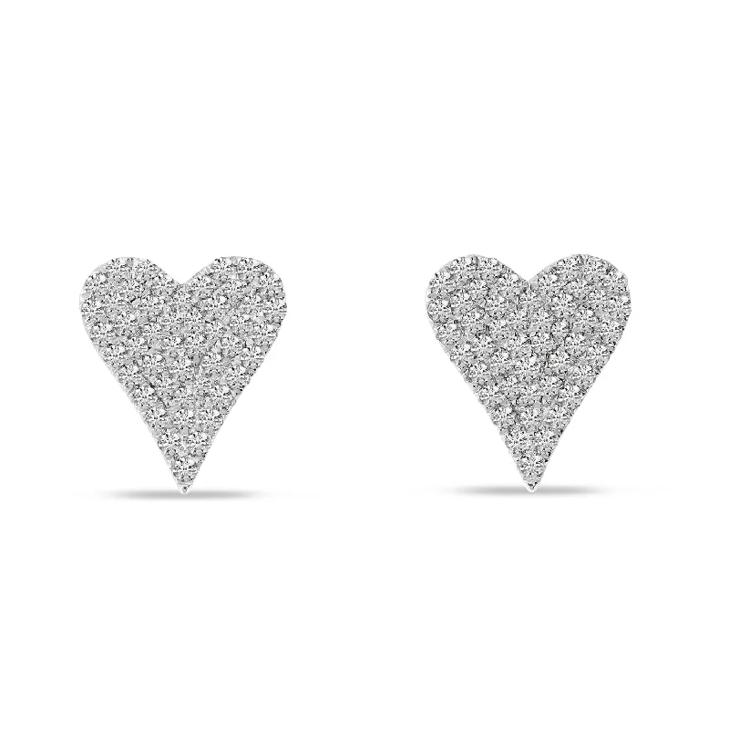 women’s diamond stud earrings-DIAMOND HEART EARRINGS E10506W