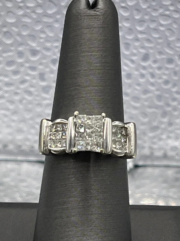 14 Karat White Gold 2 Tier Princess Cut Diamond Ring