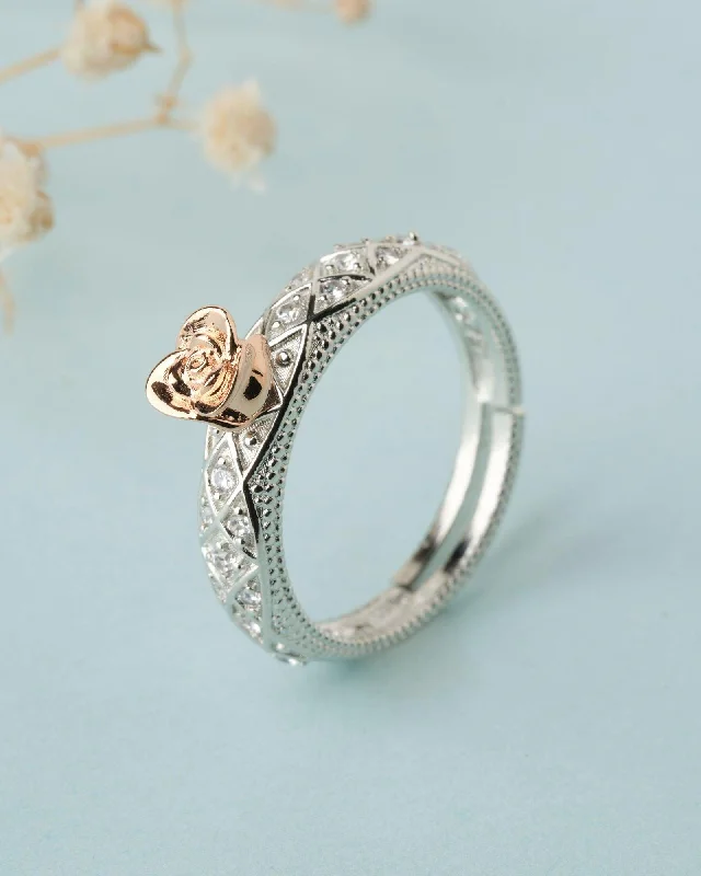 women’s diamond ring-925 Sterling Silver Beautiful Rose Ring R01583