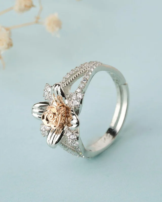 women’s multi-stone ring-925 Sterling Silver Beautiful Rose Ring R01596