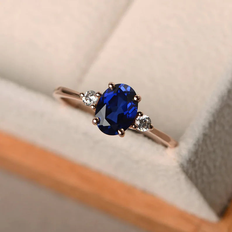 women’s affordable rings-Vintage Promise Blue Sapphire Ring