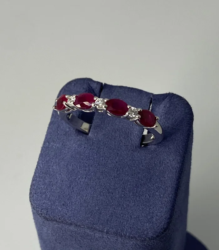 White Gold Natural Ruby and Diamond Ring