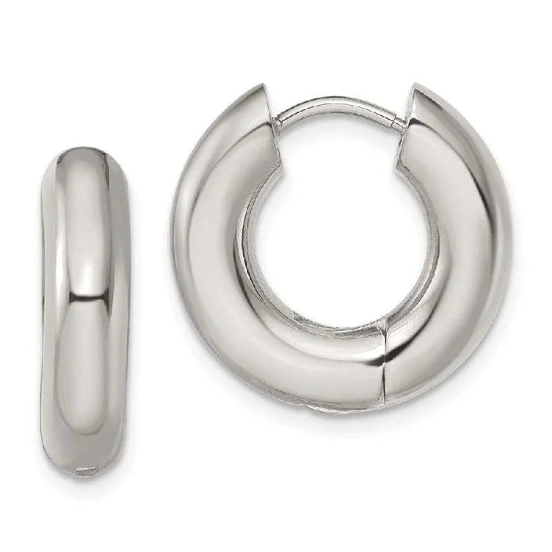 women’s vintage hoop earrings-Stainless Steel Polished 5mm Hinged Hoop Earrings