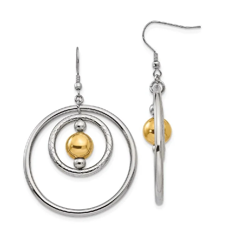 women’s celestial earrings-Stainless Steel Polished Yellow IP-plated Shepherd Hook Earrings