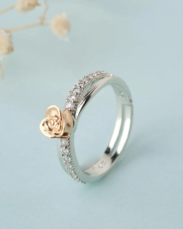 women’s minimalist rings-925 Sterling Silver Beautiful Rose Ring R01598