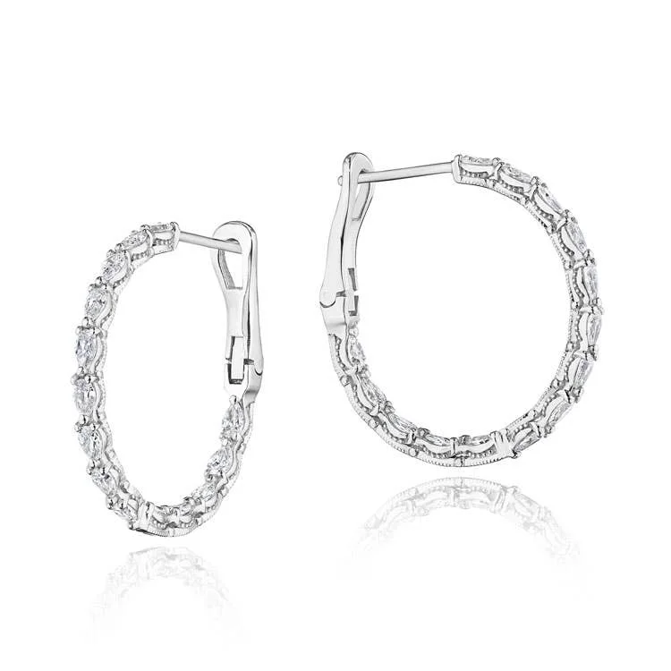 women’s gemstone stud earrings-Stilla | Large Hoop Earrings in 18k White Gold FE828