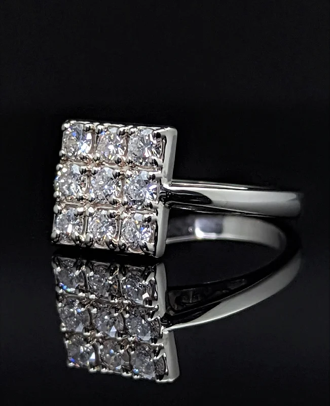 women’s anniversary rings-14K White Gold Diamond Cluster Ring