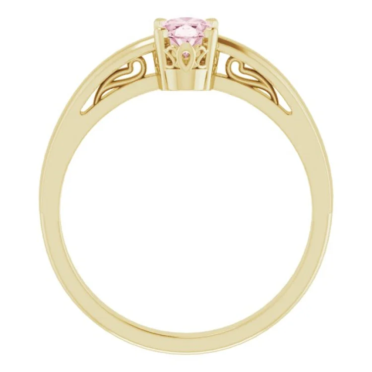 women’s solitaire rings-14K Yellow Natural Pink Morganite Ring