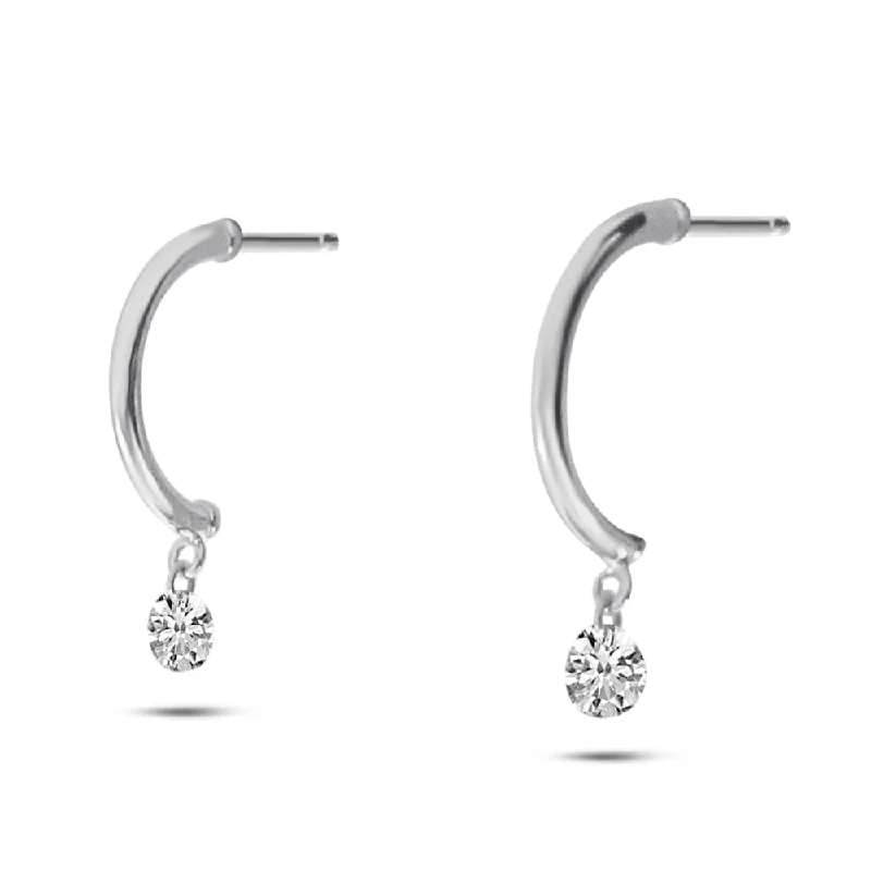 women’s long drop earrings-DASHING DIAMOND HALF HUGGIE EARRINGS E10228