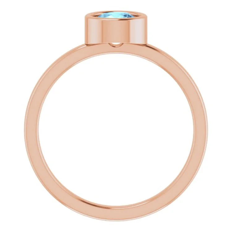 women’s minimalist rings-14K Rose 5.5 mm Natural Aquamarine Ring