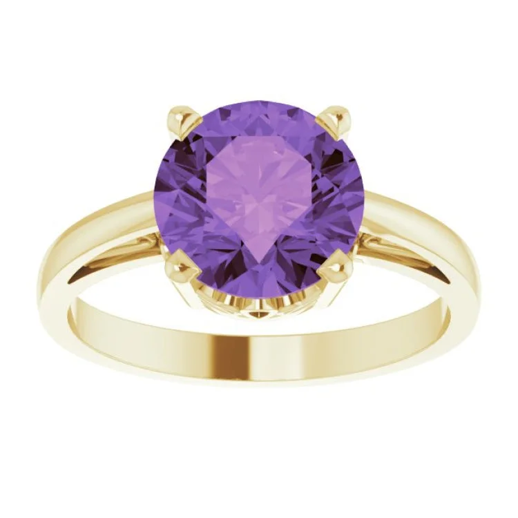 women’s double band ring-14K Yellow Natural Amethyst Ring