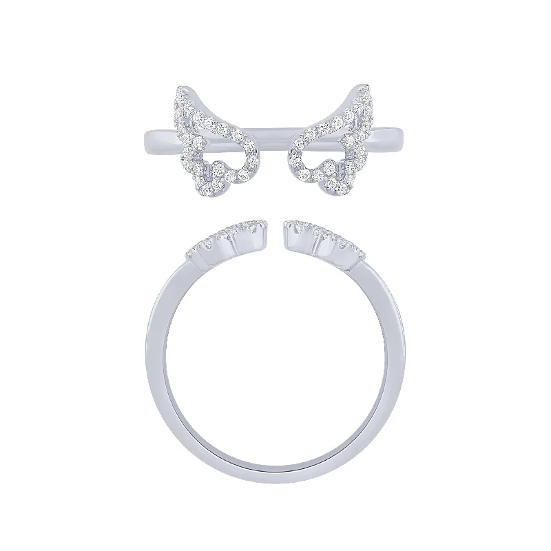 women’s zirconia ring-14K White Gold 1/5Ct Diamond Angel Wings Ring