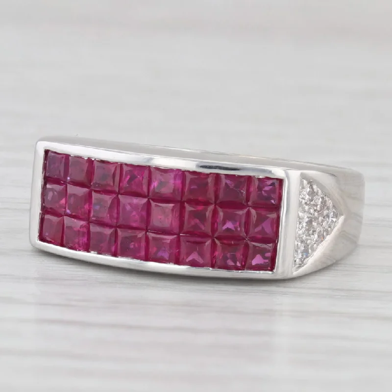 1.38ctw Ruby Diamond Ring 18k White Gold Size 7-7.25