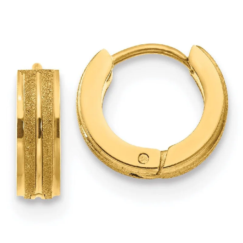 women’s emerald stud earrings-Stainless Steel Yellow IP-plated Laser cut Hinged Hoop Earrings