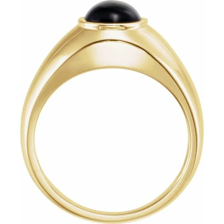 women’s vintage wedding rings-14K Yellow Natural Black Onyx Bezel-Set Ring