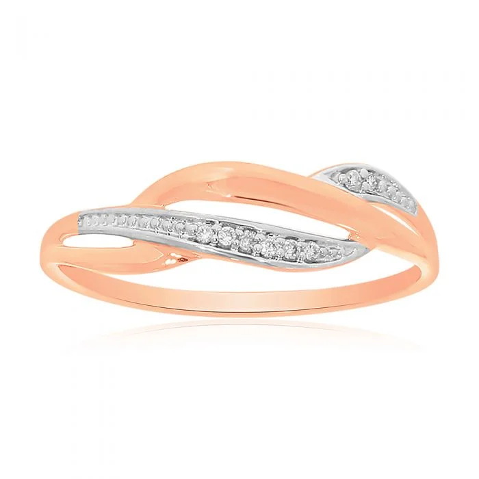 9ct Rose Gold Diamond Ring with 8 Brilliant Diamonds