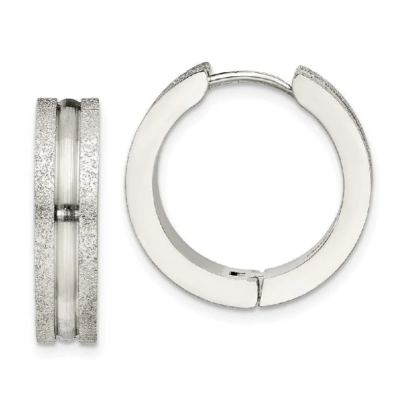 women’s glam earrings-Stainless Steel Polished & Laser Cut Hinged Hoop Earrings