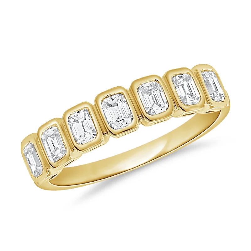 0.70ct Emerald Cut Bezel & Channel Set Diamond Ring