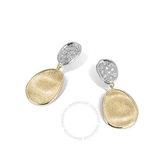 women’s sterling silver stud earrings-Lunaria Collection 18K Yellow Gold And Diamond Petite Double Drop Earrings