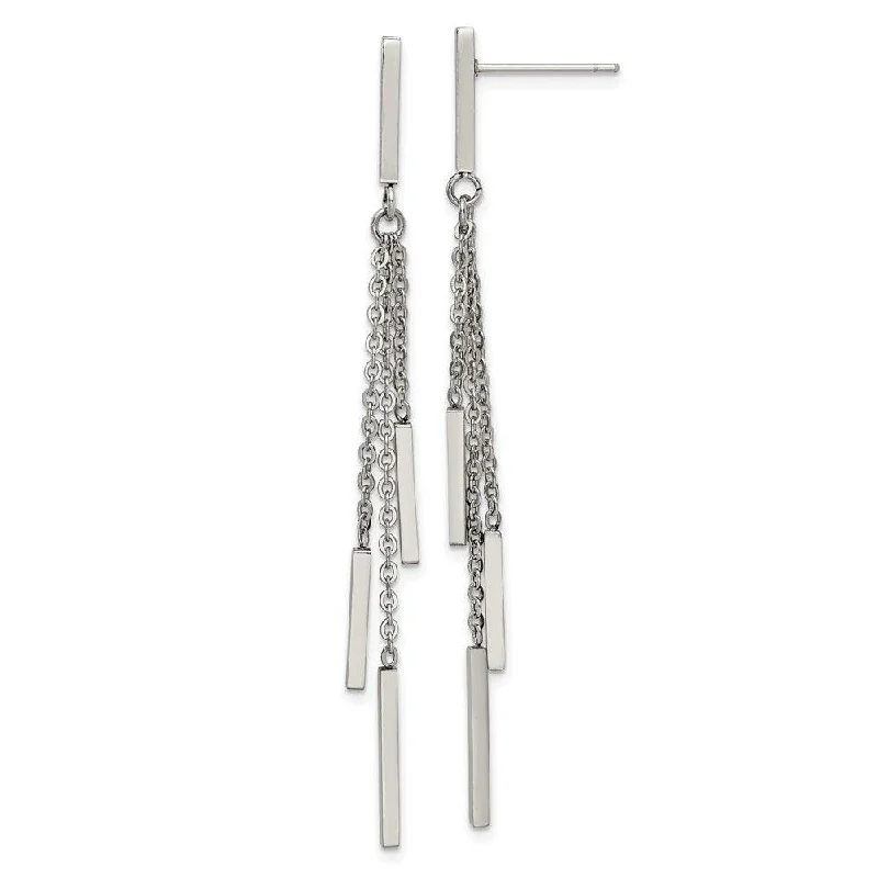 women’s hoop and stud earrings-Stainless Steel Polished Bar Post Dangle Earrings