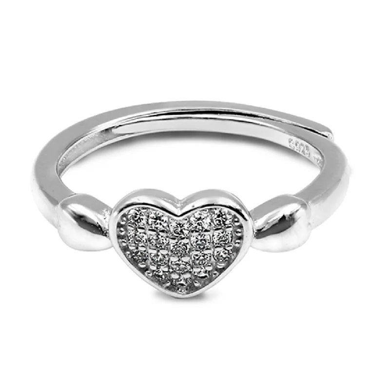 women’s eternity bands-Zarkan Glamour Heart Sterling Silver Ring