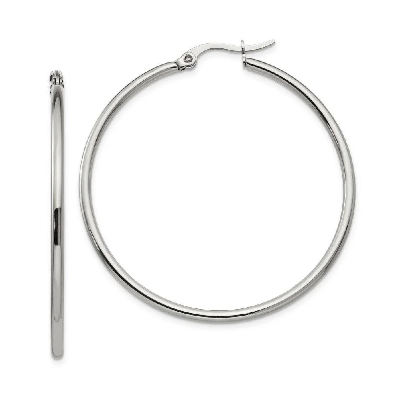 women’s diamond drop earrings-Stainless Steel Polished Hoop Earrings