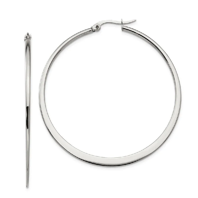 women’s unique earrings-Stainless Steel Polished 50mm Hoop Earrings