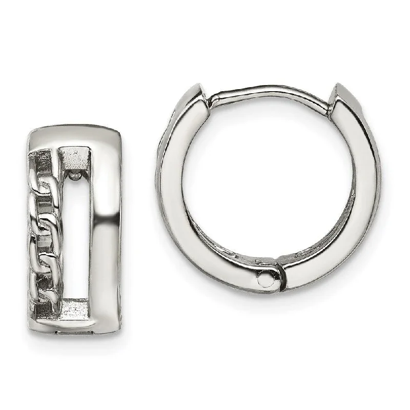 women’s elegant earrings-Stainless Steel Polished 6.50mm Huggie Hinged Hoop Earrings