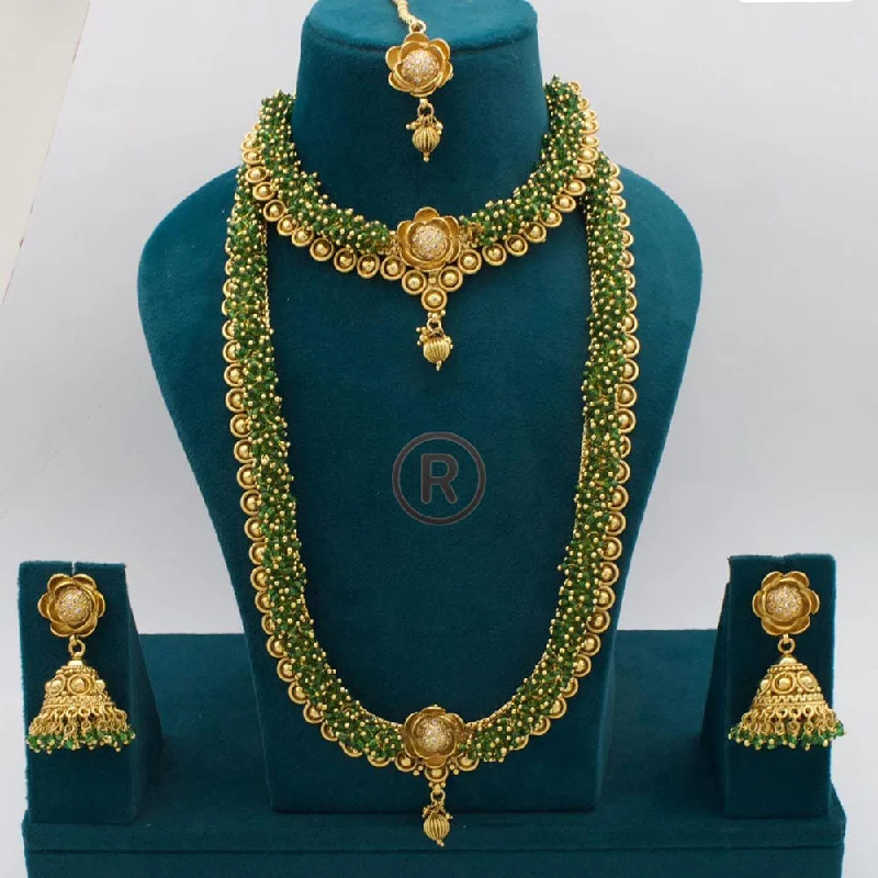 women’s diamond infinity necklace-Manisha Jewellery Gold Plated Beads Double Necklace Set