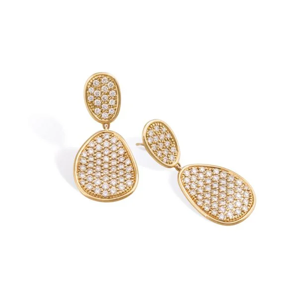 women’s asymmetrical earrings-Marco Bicego Lunaria 18K Yellow Gold Diamond Earrings