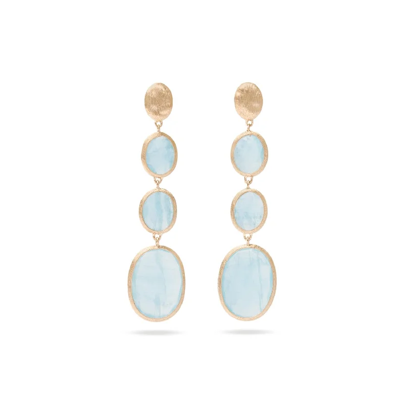 women’s colored gemstone earrings-MARCO BICEGO SIVIGLIA 18CT YELLOW GOLD AQUAMARINE LONG DROP EARRINGS