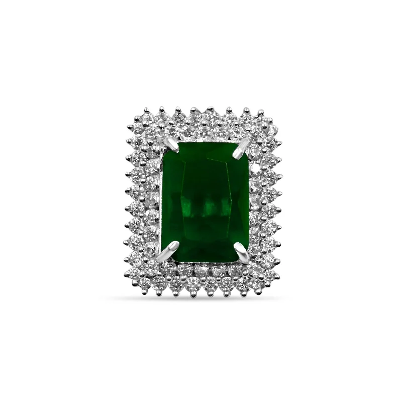 women’s custom engagement rings-Zarkan 925 Green Ruby Silver Ring For Women