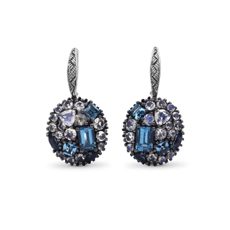 women’s diamond earrings-Garden Of Stephen London Blue Topaz And Moon Quartz Earrings In Sterling Silver