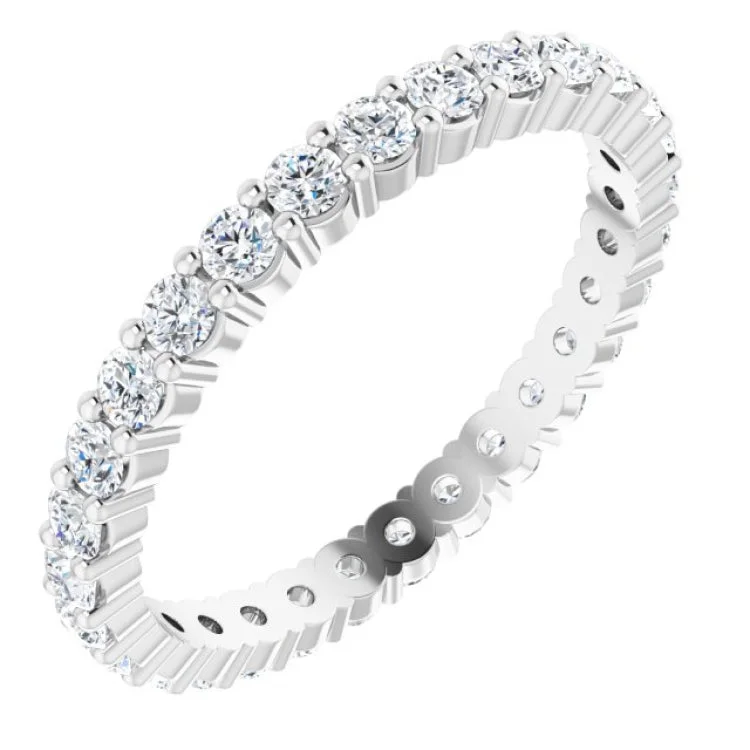 women’s fashion rings-14K White 1 CTW Lab-Grown Diamond Eternity Band Size 7