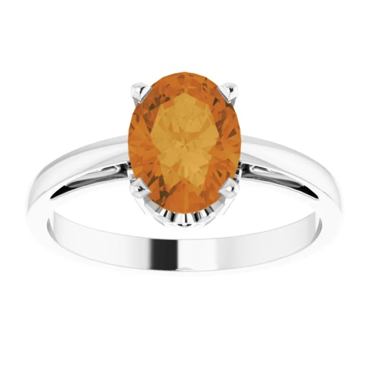 women’s gold engagement rings-14K White Natural Citrine Ring